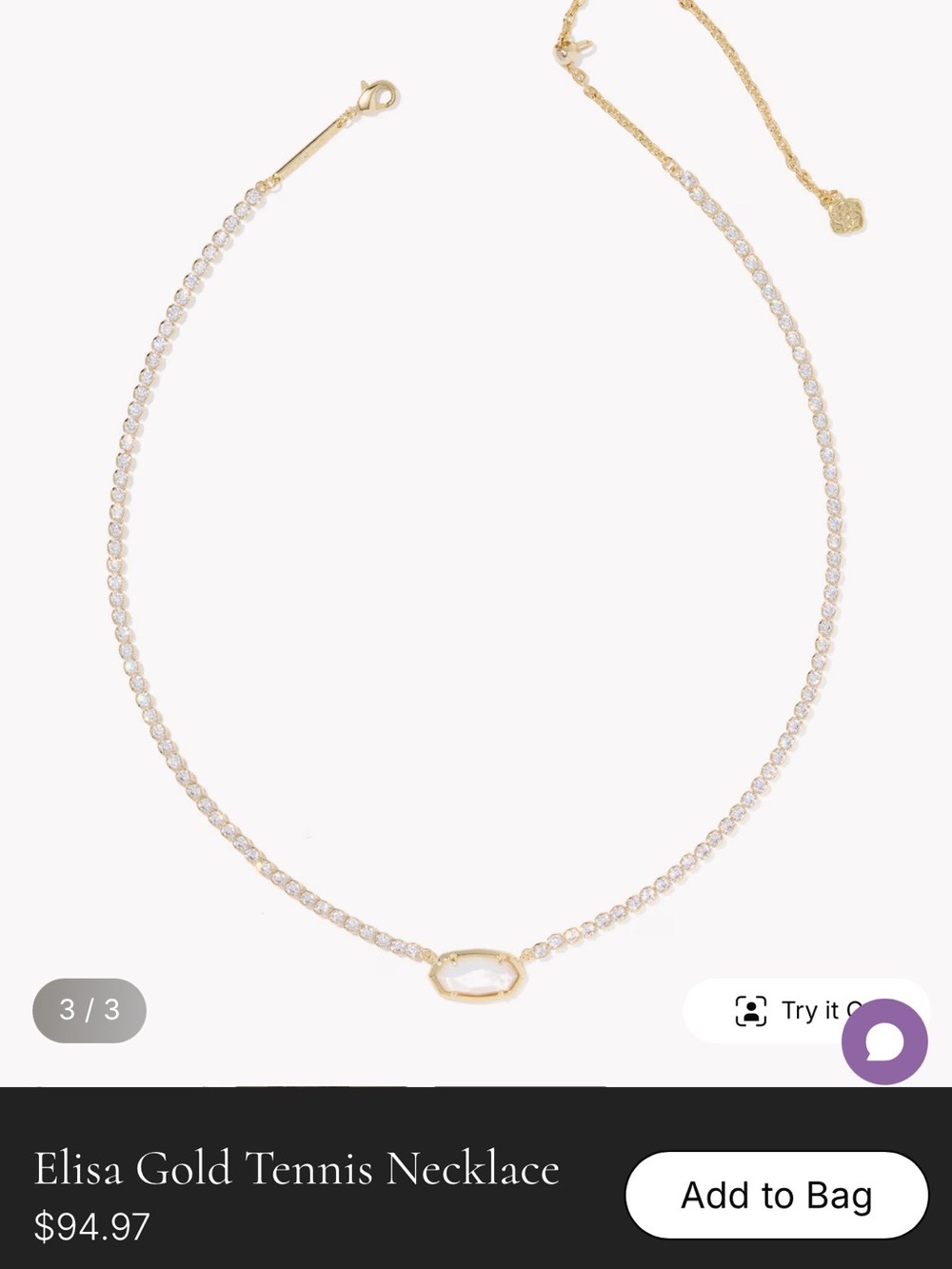 Kendra Scott Elisa Gold Tennis Necklace